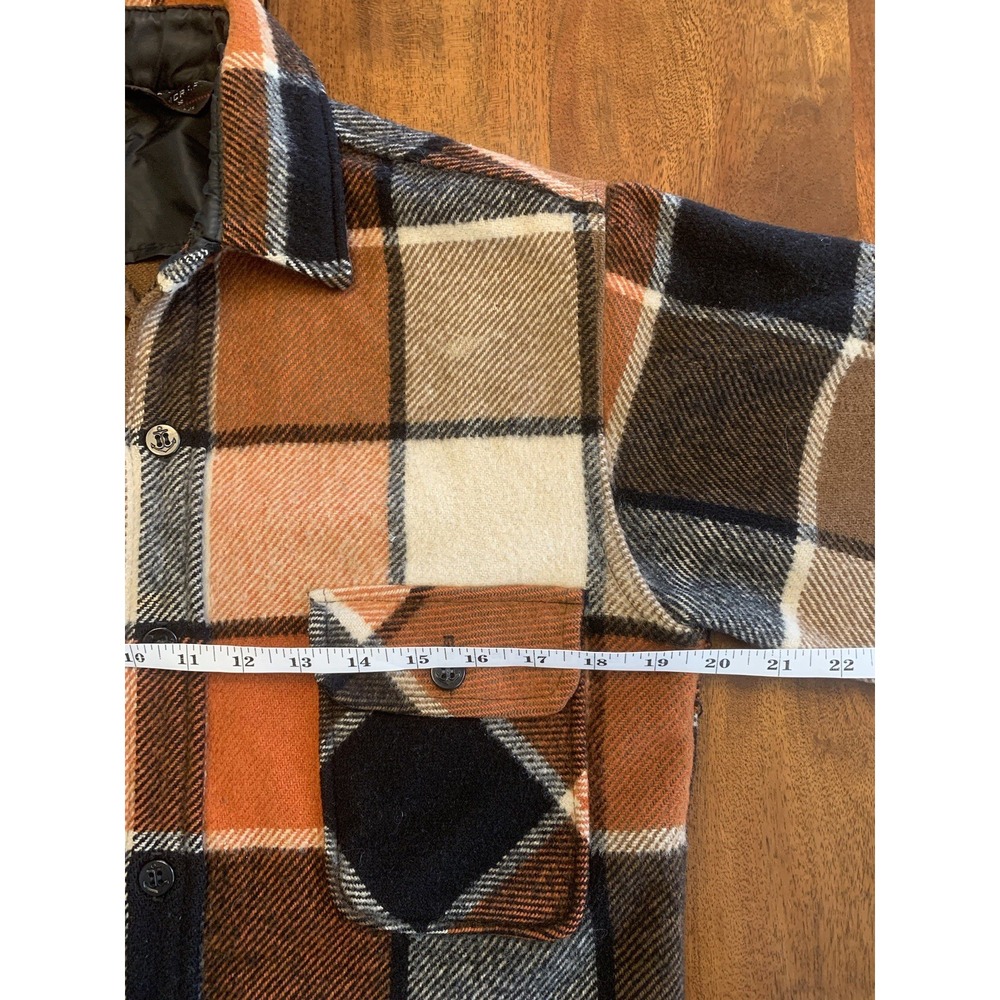 Vintage Penneys TownCraft Button Up Flannel Jacket Mens S Brown Plaid CPO 60s 70 - Picture 8 of 16